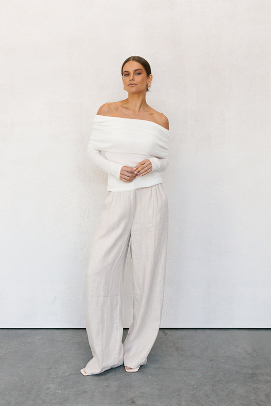 Garnet Off-Shoulder Knit Top - Ivory