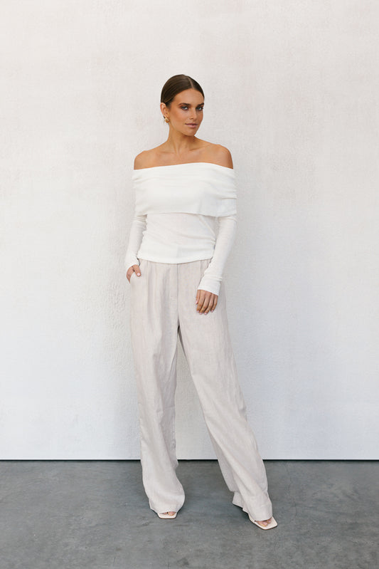 Garnet Off-Shoulder Knit Top - Ivory