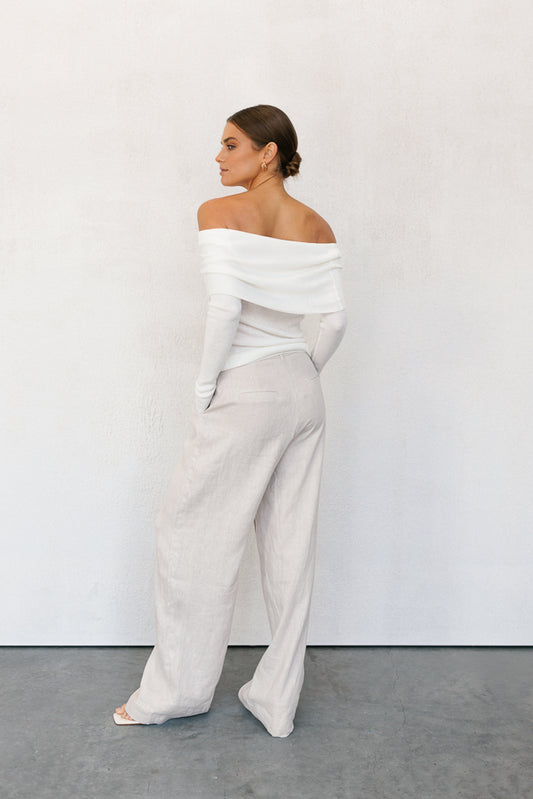 Garnet Off-Shoulder Knit Top - Ivory