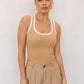 Ginay Top - Tan/White