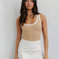 Ginay Top - Tan/White