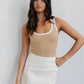 Ginay Top - Tan/White