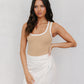 Ginay Top - Tan/White
