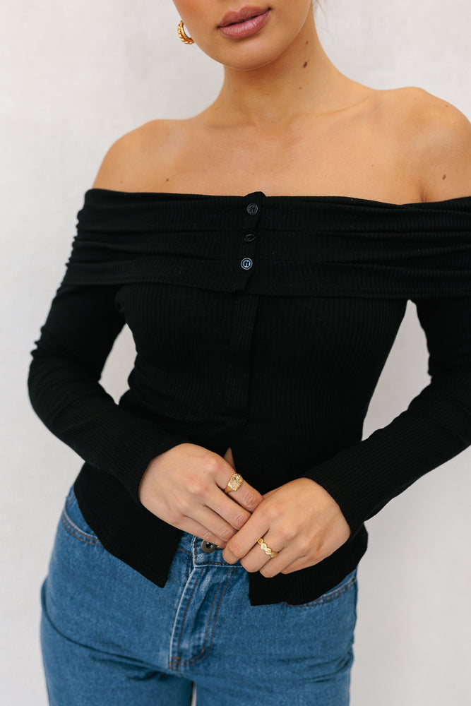 Gloria Off-the-shoulder Top Black