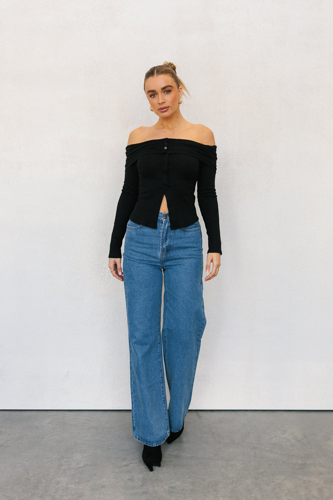 Gloria Off-the-shoulder Top Black