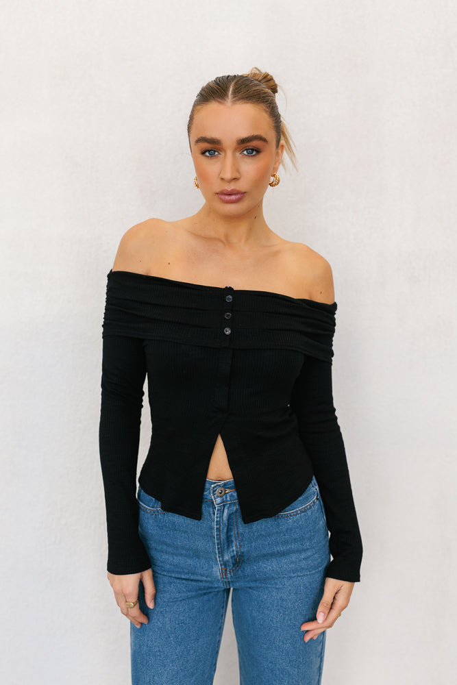 Gloria Off-the-shoulder Top Black