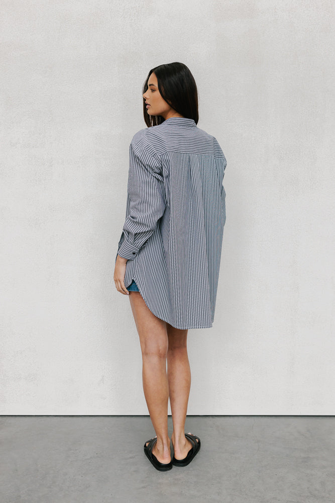 Harrie Top Charcoal Pinstripe