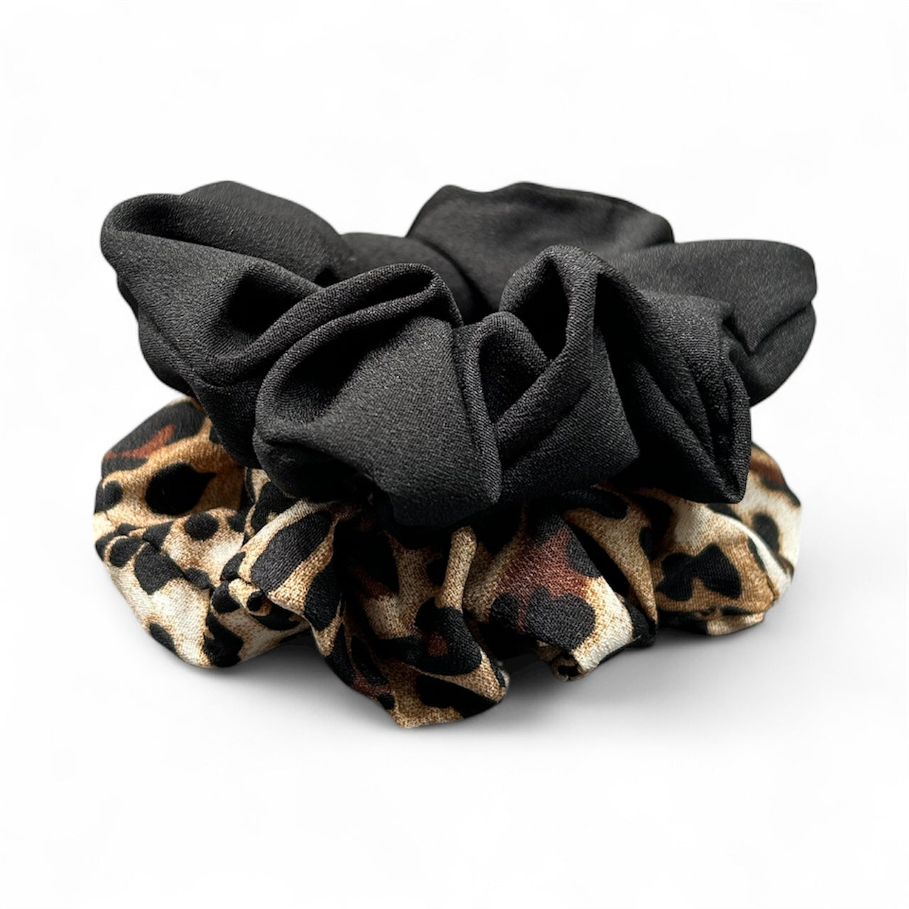 Beau Scrunchie Set of 2 - Black/Leopard