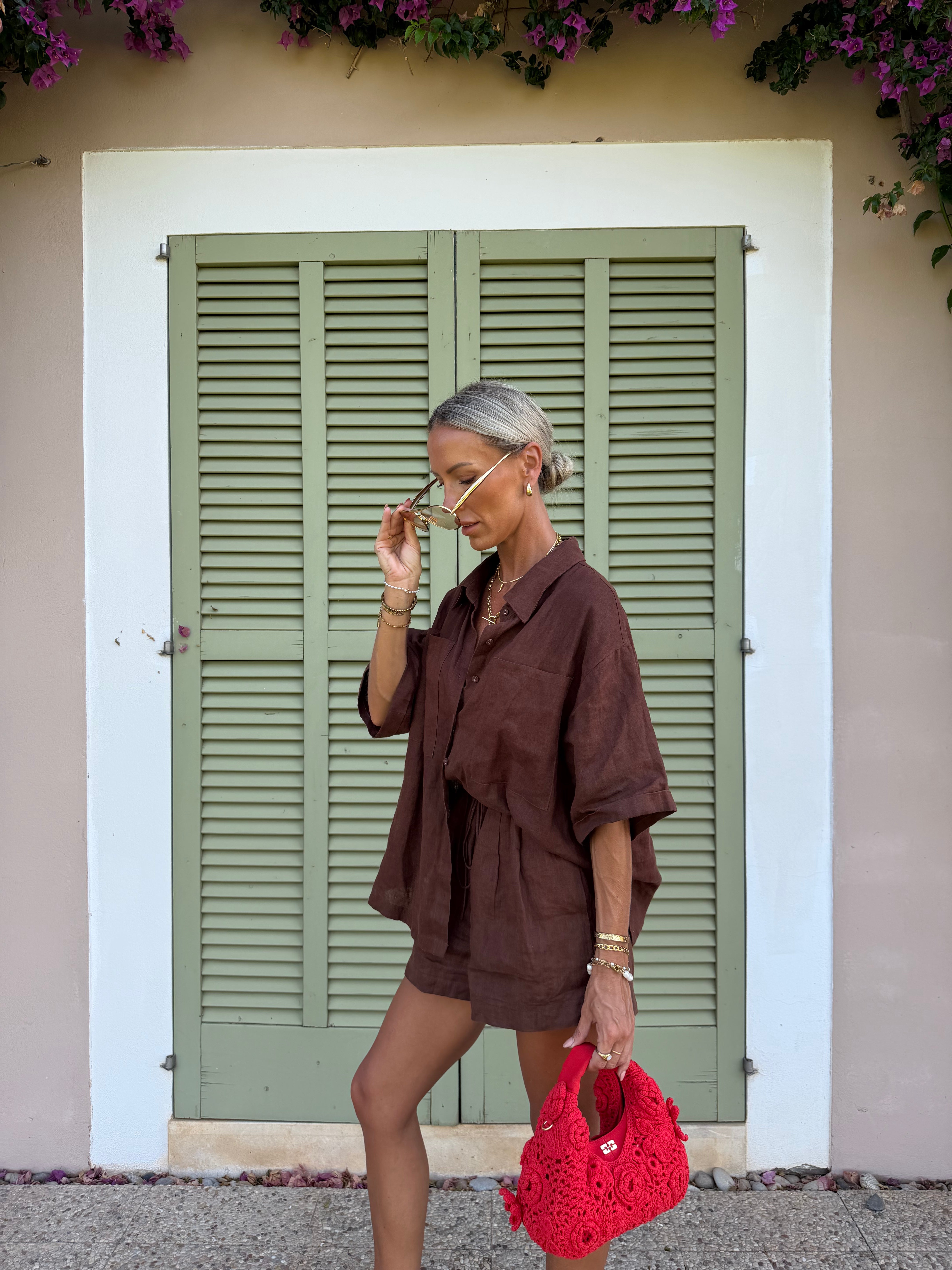 Galina Linen Short Chocolate