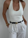 Kayla Pebble Stud Belt - Black / Gold