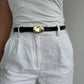 Kayla Pebble Stud Belt - Black / Gold