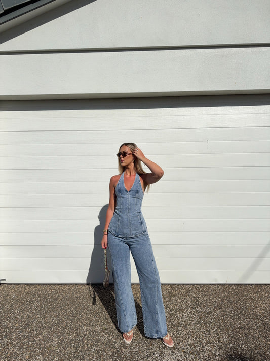 Rumi Denim Top - Dark Mineral Wash