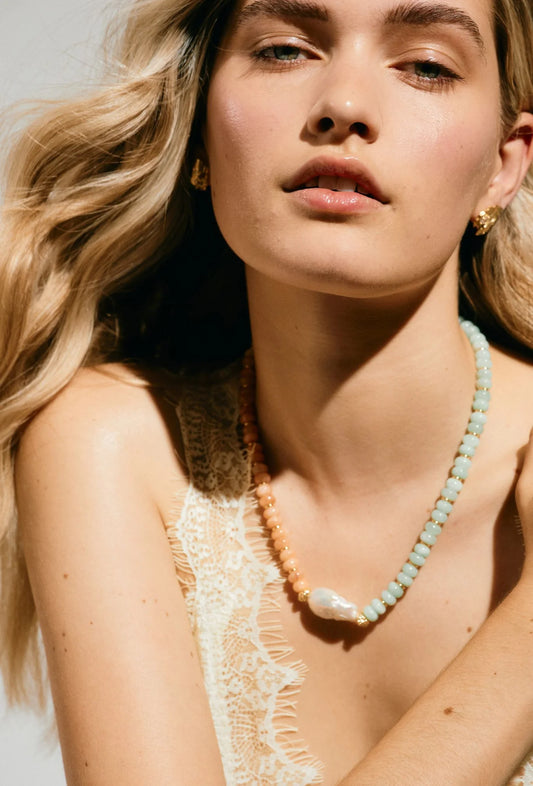 Sorbet Necklace - Peach Moonstone/ Amazonite