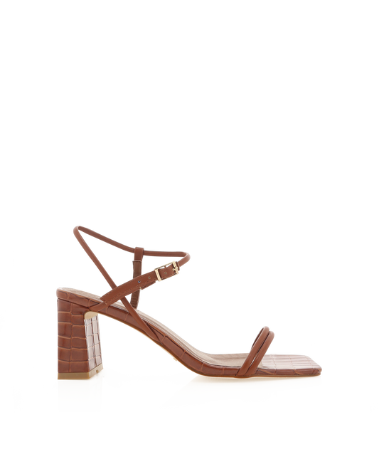 Isobella Heels - Dark Tan Croc