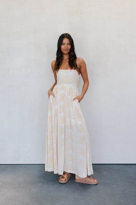 Izrah Dress - Lemon/Pink Floral