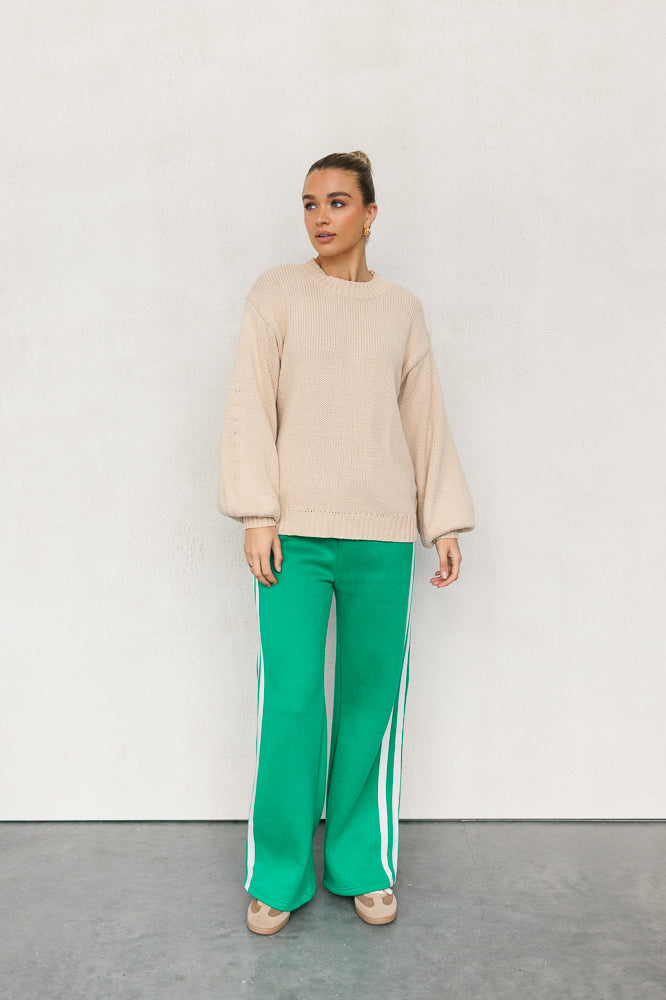 Jetta Pants - Green/White Stripe