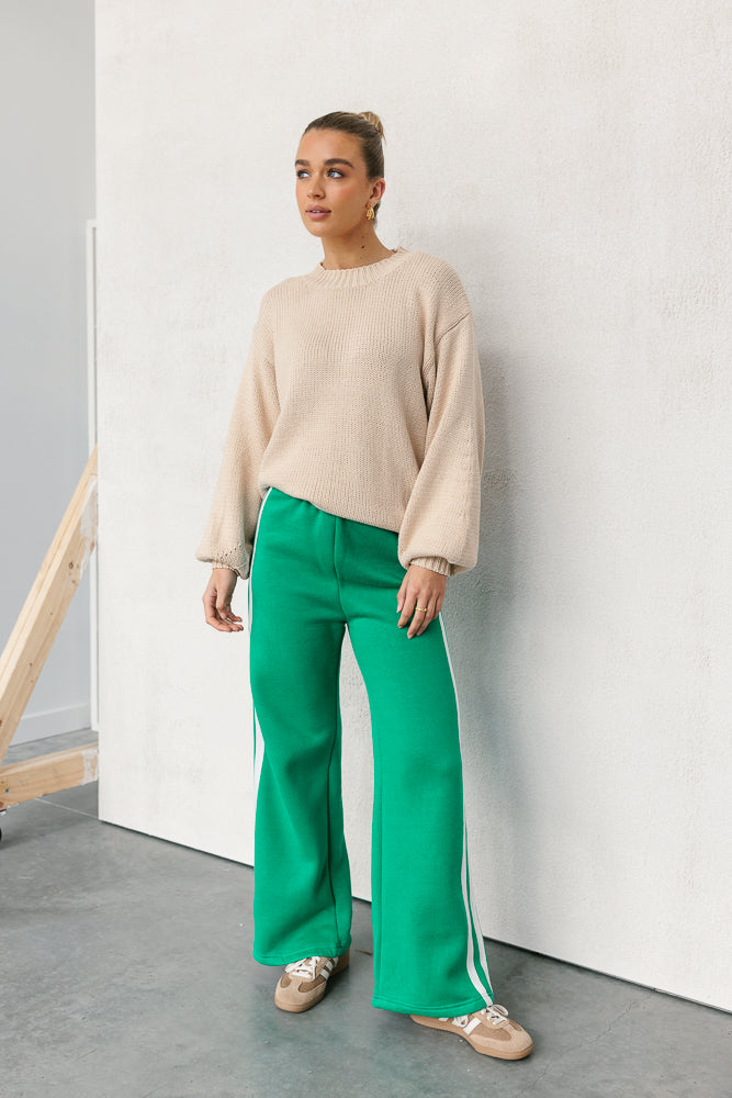 Jetta Pants - Green/White Stripe