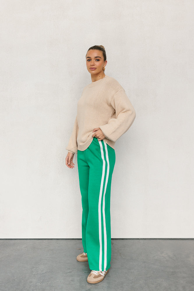 Jetta Pants - Green/White Stripe