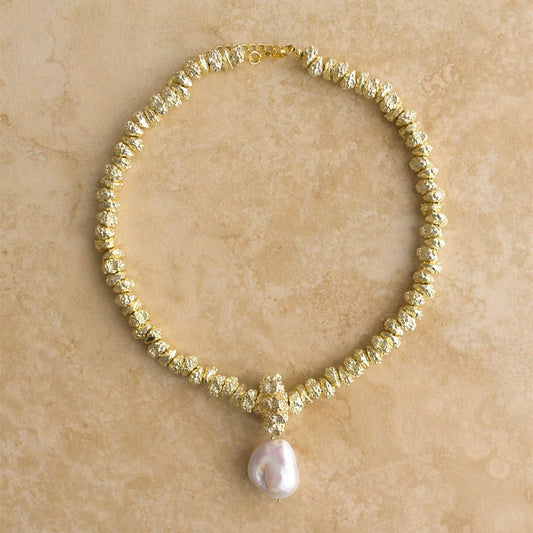Jewel Necklace - Gold/ Baroque Pearl