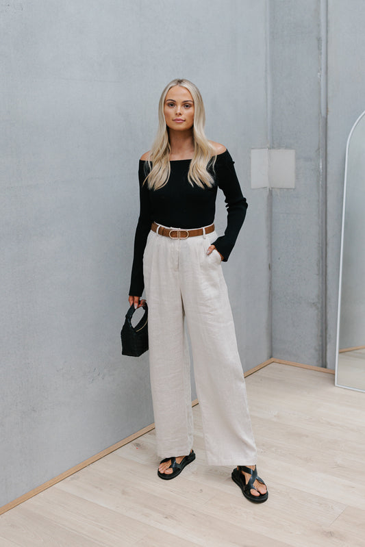 Vivien Linen Pant - Oatmeal