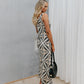 Kasen Dress - Cream/Black Geometric