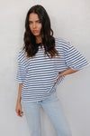 Kell Top - White/Black Stripe