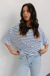 Kell Top - White/Black Stripe