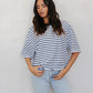 Kell Tee - White/Black Stripe