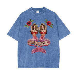 La Sirene Tee - Blue Acid Wash