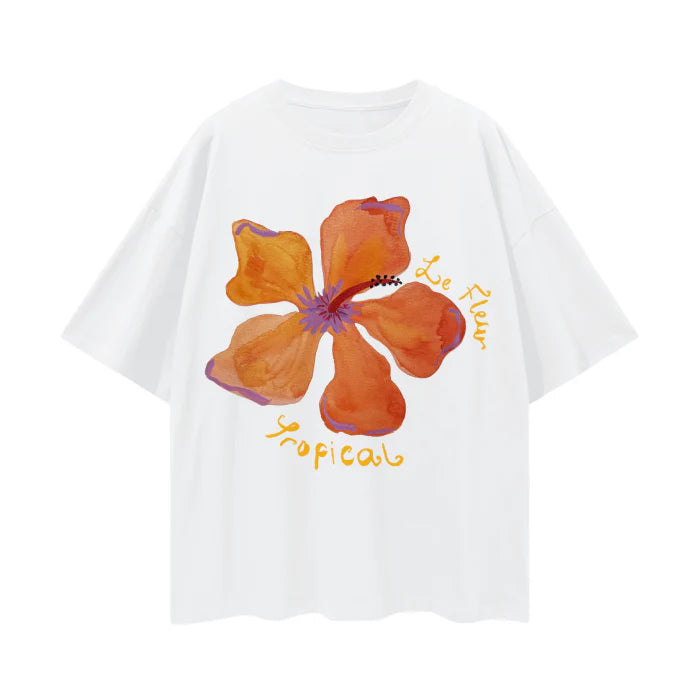 Le Fleur Tropical Tee - White