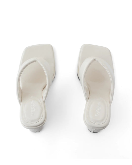 North Thong Heel - Off White Crinkled Patent