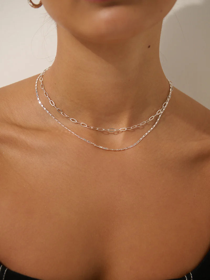 Luna Layered Necklace Silver
