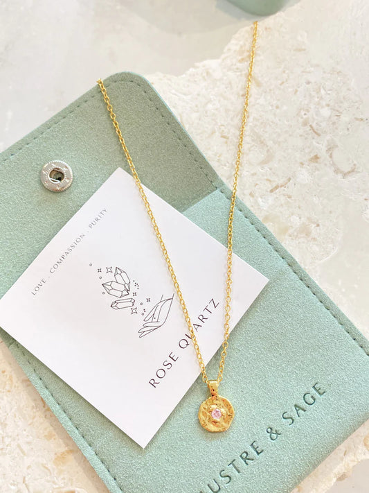 October Birthstone Necklace - Rose Quartz