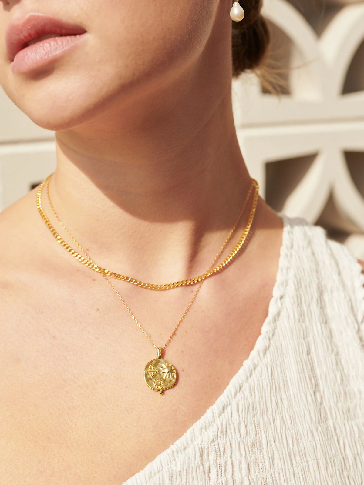 Coin Charm Necklace Gold