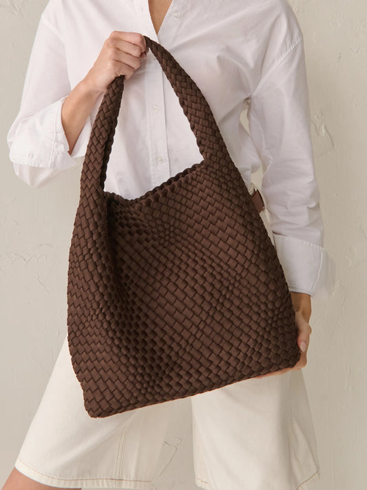 Layla Woven Tote Bag - Brown