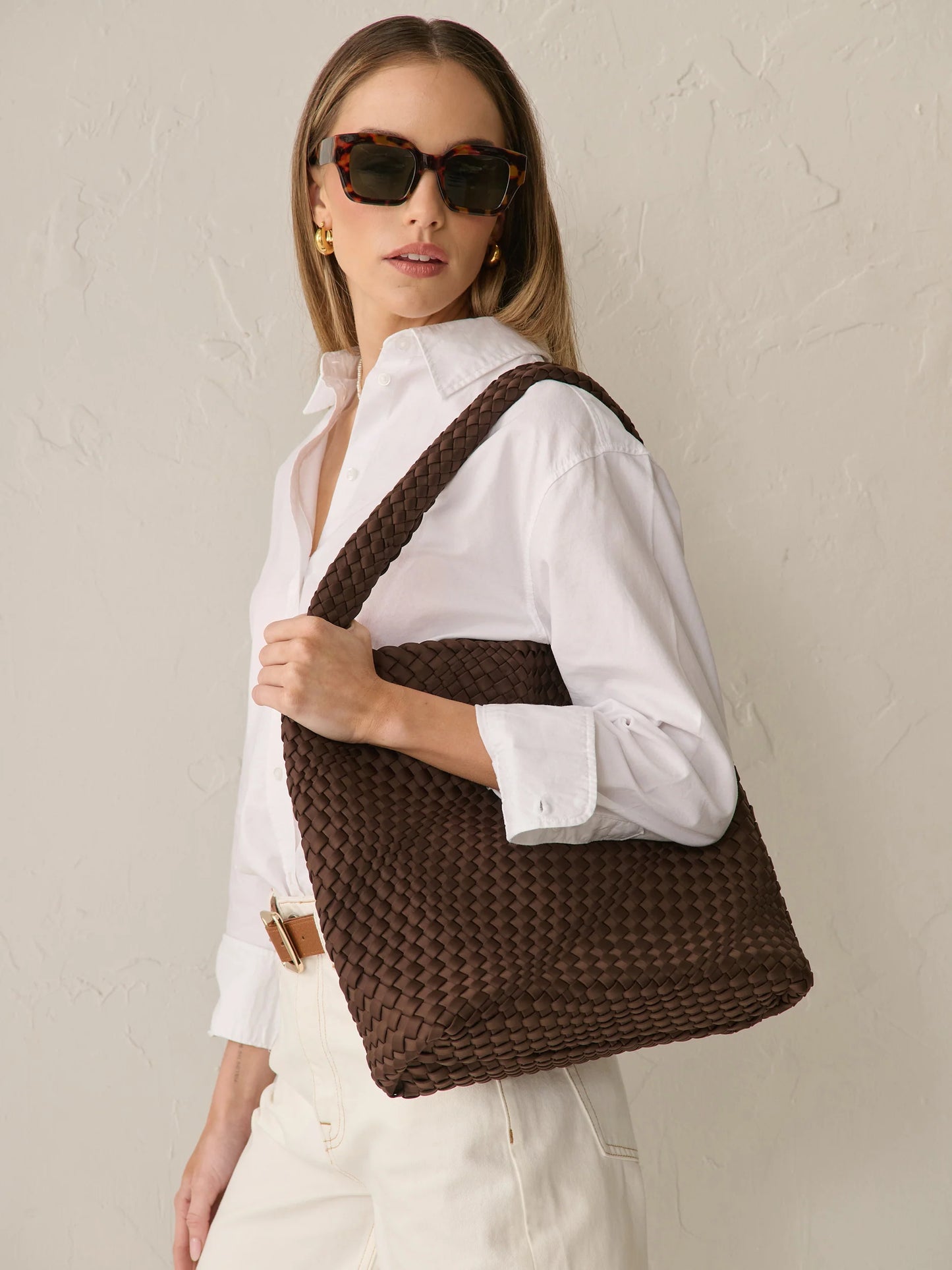 Layla Woven Tote Bag - Brown