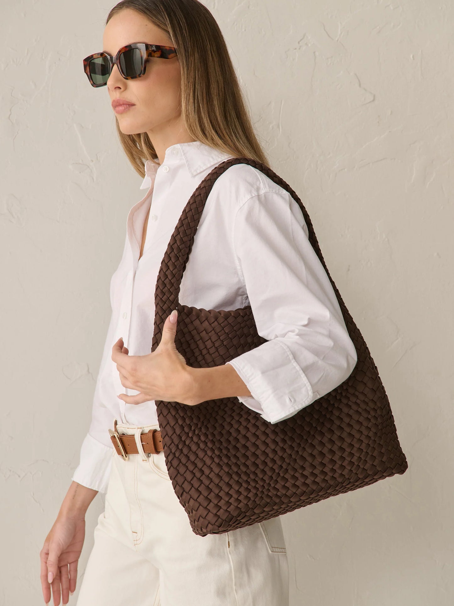 Layla Woven Tote Bag - Brown
