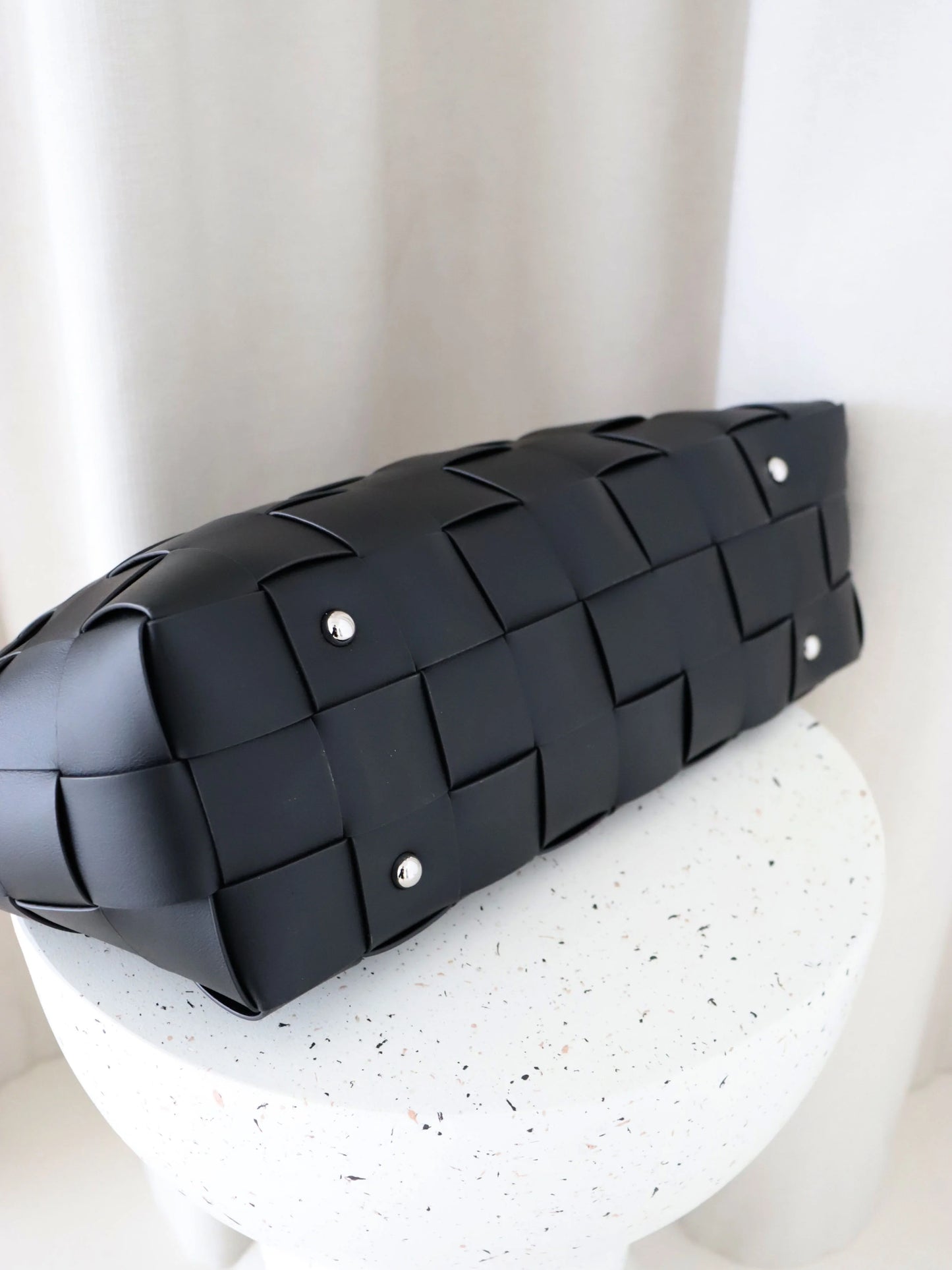 Nelly Woven Tote Bag - Black