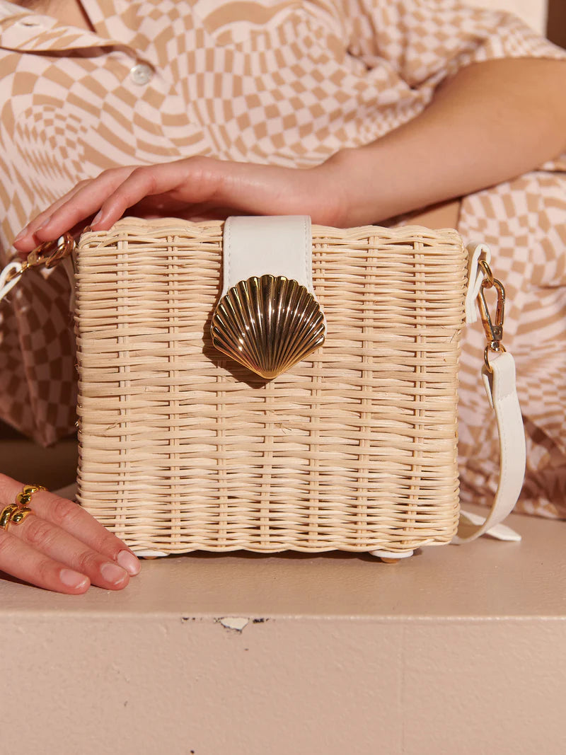 Topshop shell wicker crossbody bag hotsell