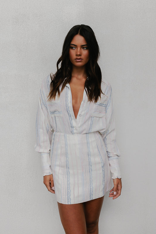 Aprire Mini Skirt - Pastel Watercolour Stripe