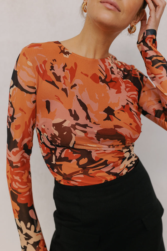 Genevieve Long Sleeve Top Autumn Floral