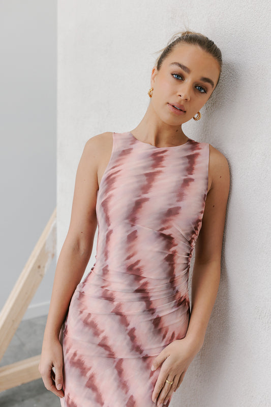 Kayla Maxi Dress - Berry Watercolour Mesh