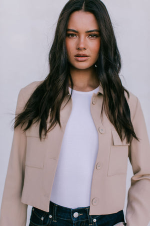 Jovie Cropped Jacket - Beige