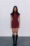 Zahli Mini Dress - Burgundy Suede Look