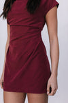 Zahli Mini Dress - Burgundy Suede Look