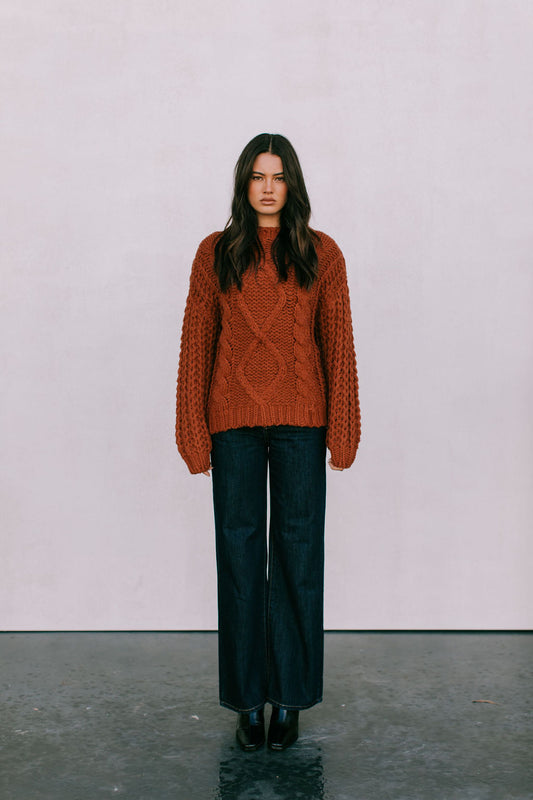 Yuri Cable Knit Jumper - Rust