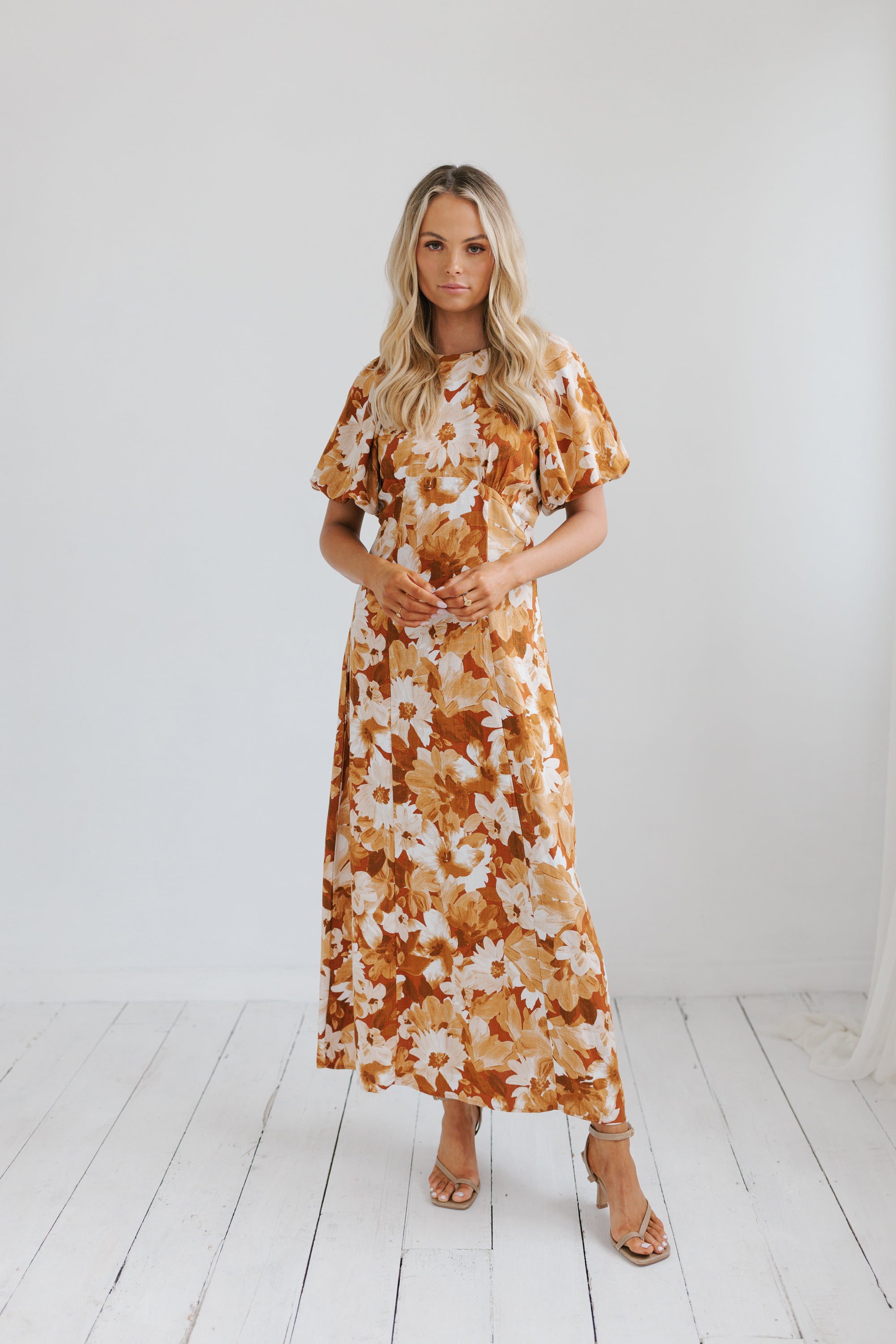 Layne Maxi Dress Rust Floral