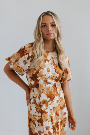 Layne Dress - Brown Floral