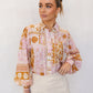 Lennon Top - Pink/Tan Print