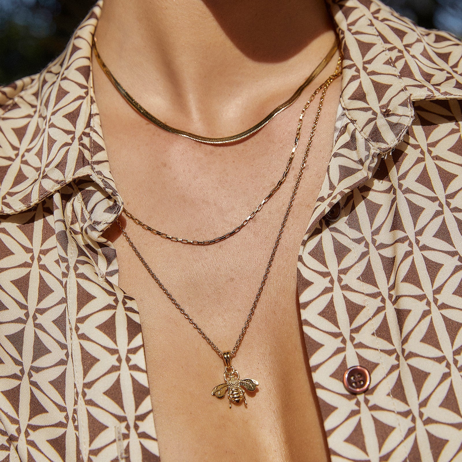 Honey Bee Necklace Gold